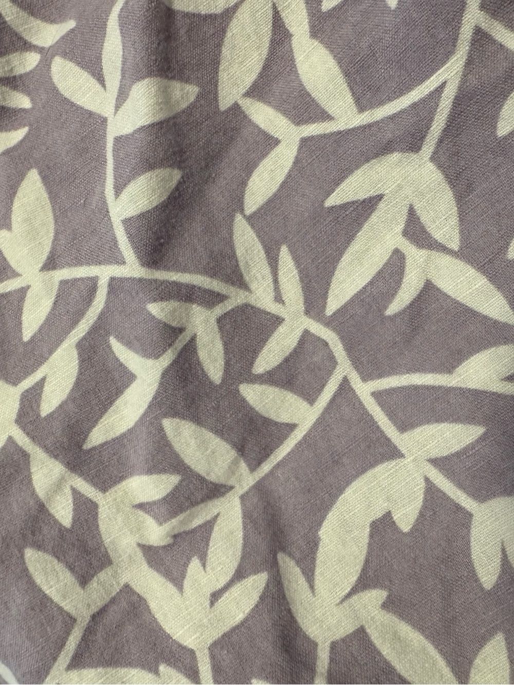 Men's Lilac Short-Sleeve Button-Up Linen Cotton Shirt with White Leaf Print XL - Picture 5 of 5